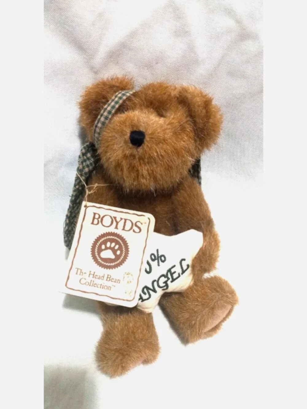 Vintage Boyds Bears Lil Dickens 90% Angel Head Bean Plush Bear 9